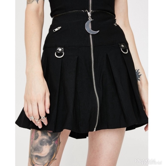 Killstar Goth gothic pleated black mini skirt small - Picture 1 of 11
